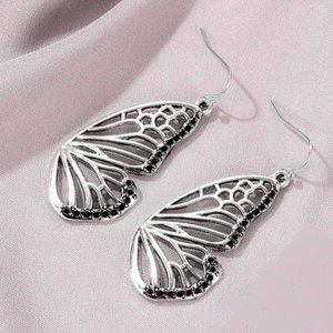 Silver Butterfly Wing Earrings